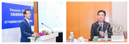 左:公司执行董事 副总经理 叶俊先生发言; 右:执行董事 柴田先生答记者问