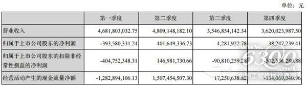 分季度主要财务指标