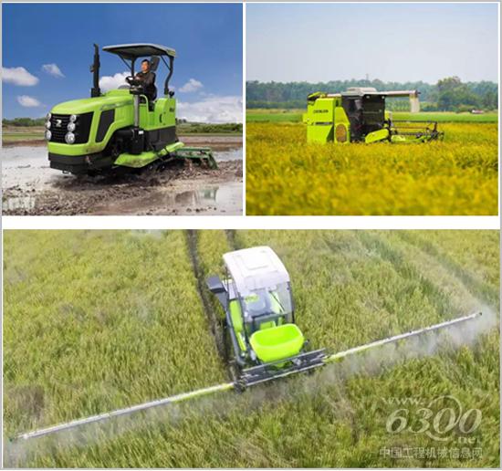 中联重科履带式拖拉机、收割机及植保机械