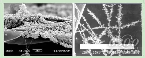 显微镜下，清晰显示纳米纤维容纳细颗粒/碳烟的状况。