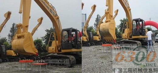 操作手挖掘机投高尔夫球比赛现场