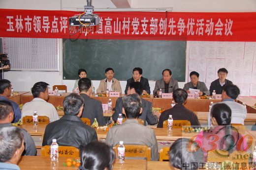 晏平(主席台左三)对高山村创先争优活动进行点评