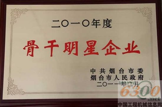 斗山荣获烟台市“骨干明星企业”荣誉称号